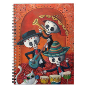 Dia de Los Muertos Skeleton Mariachi Trio Spiral Notebook