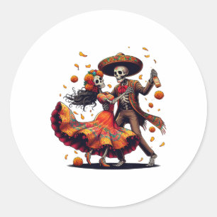 Dia De Los Muertos Skeletons Dancing Mexican Day O Classic Round Sticker