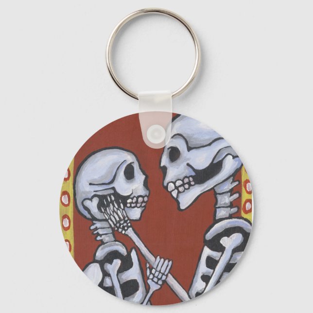 dia de los muertos skeletons in love keychain (Front)