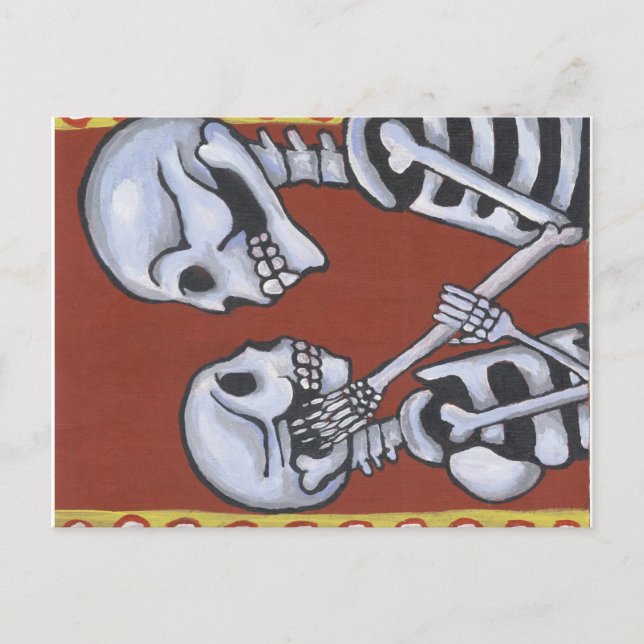dia de los muertos skeletons in love postcard (Front)