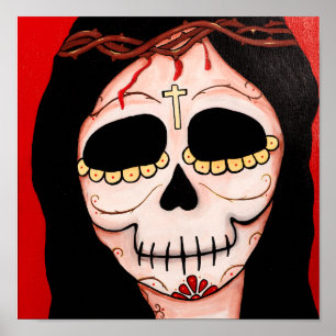 Dia de los Muertos Skeletons Jesus Print