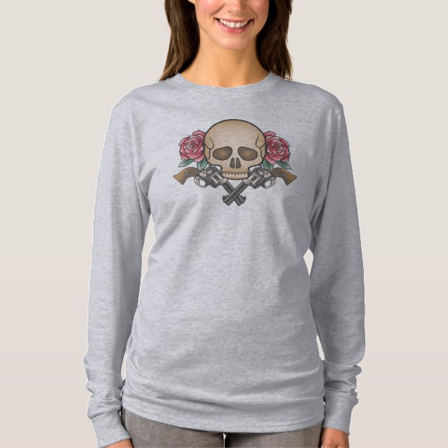 Dia de los Muertos Skull and Guns | Sleeve Shirt (Front)
