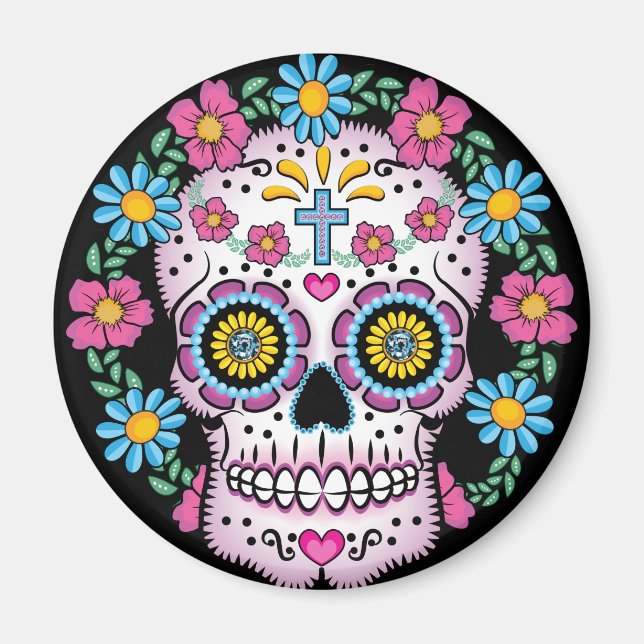 Dia de los Muertos Skull Magnet (Front)