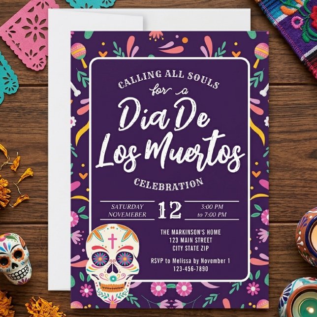 Dia De Los Muertos Skull Mexican Fiesta Invitation (Creator Uploaded)