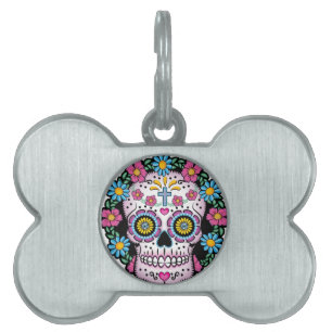 Dia de los Muertos Skull Pet Tag