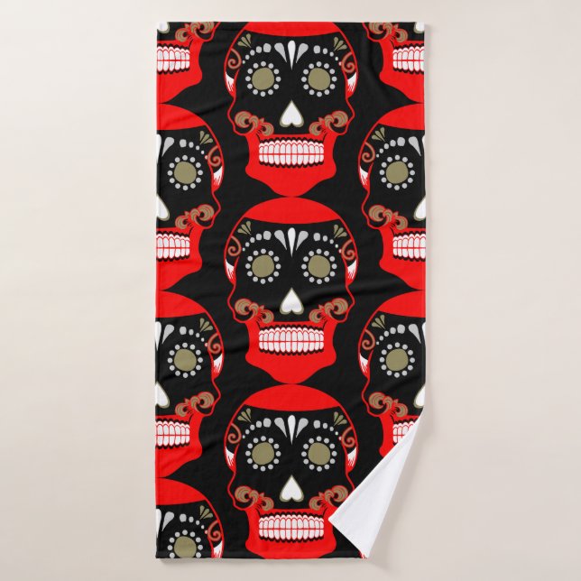 Día De Los Muertos Skull Print Bath Towel Set (Bath Towel)