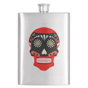 Día De Los Muertos Skull Print Hip Flask