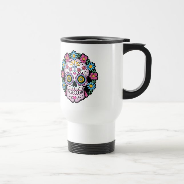 Dia de los Muertos Skull Travel Mug (Right)