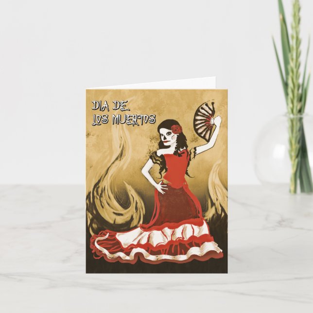 dia de los muertos spanish dancer card (Front)