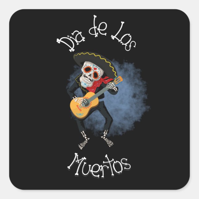 Dia de los Muertos- Sugar Candy Skull Square Sticker (Front)