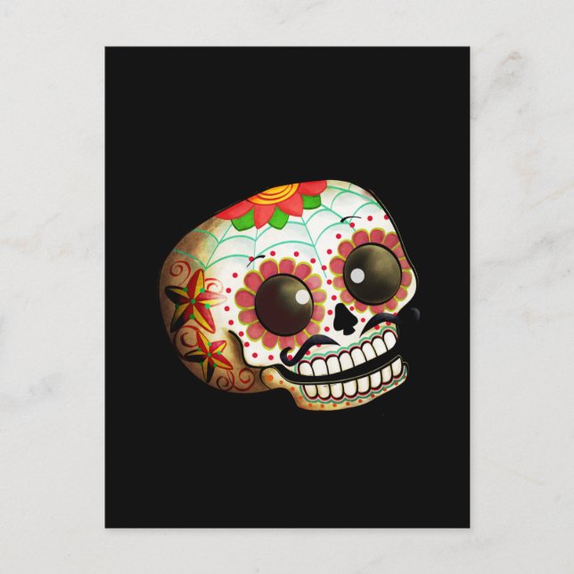 Dia de Los Muertos Sugar Skull Art Postcard (Front)