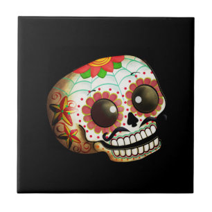 Dia de Los Muertos Sugar Skull Art Tile