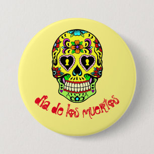 Dia de los muertos -- Sugar Skull Button