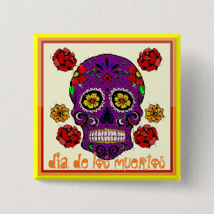 Dia de los muertos -- Sugar Skull Button