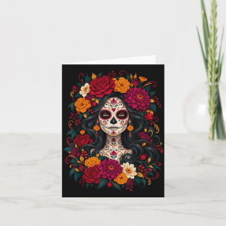 Dia de los muertos sugar skull catrina dead day card