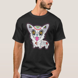 Dia De Los Muertos Sugar Skull Corgi T-Shirt