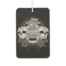 Dia De Los Muertos Sugar Skull Cross Roses Car Air Freshener