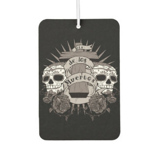 Dia De Los Muertos Sugar Skull Cross Roses Car Air Freshener