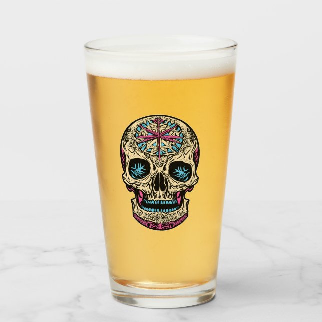 Dia De Los Muertos Sugar Skull Glass (Front Filled)