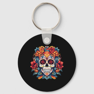 Dia De Los Muertos Sugar Skull La Catrina Key Ring