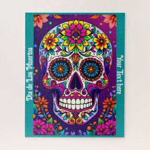 Dia de Los Muertos Sugar Skull Personalised Text Jigsaw Puzzle