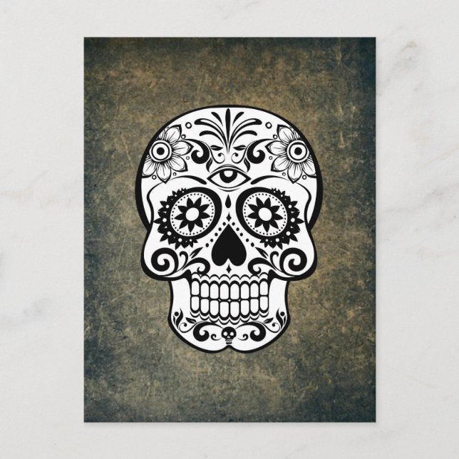 Dia De Los Muertos Sugar Skull Postcard (Front)