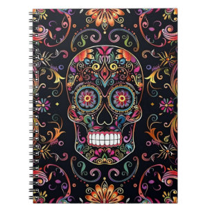 Dia de los Muertos Sugar Skull Spiral Notebook