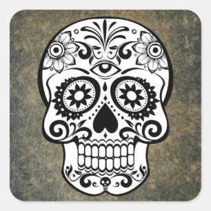 Dia De Los Muertos Sugar Skull Square Sticker