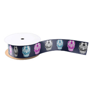 Dia de Los Muertos Sugar Skulls Satin Ribbon