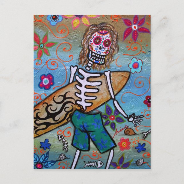 Dia de los Muertos SURFER Postcard (Front)