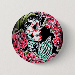 Dia De Los Muertos Tattoo Flash 6 Cm Round Badge