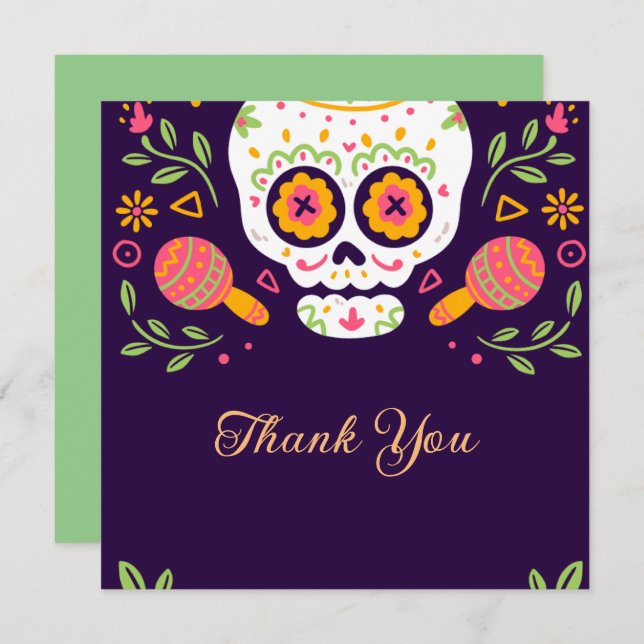 Dia De Los Muertos  Thank You Card (Front/Back)
