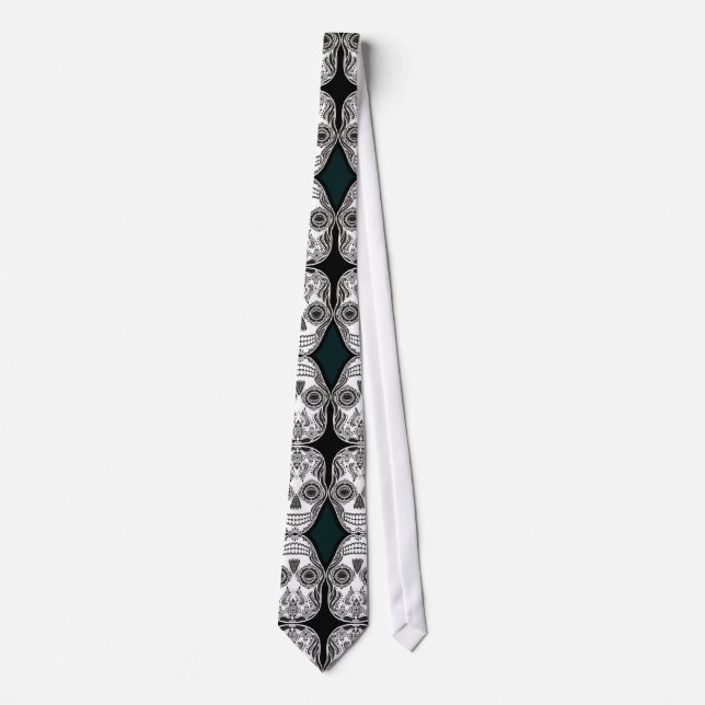 Dia de los Muertos That Girl Skull Diamond Pattern Tie (Front)