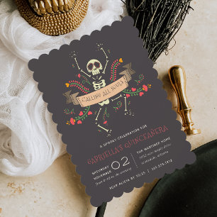 Día de los Muertos Theme Quinceanera Invitation