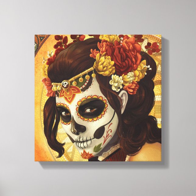 Dia De Los Muertos Throw Pillow Canvas Print (Front)