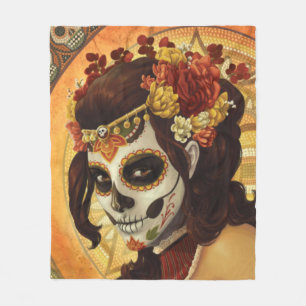 Dia De Los Muertos Throw Pillow Fleece Blanket