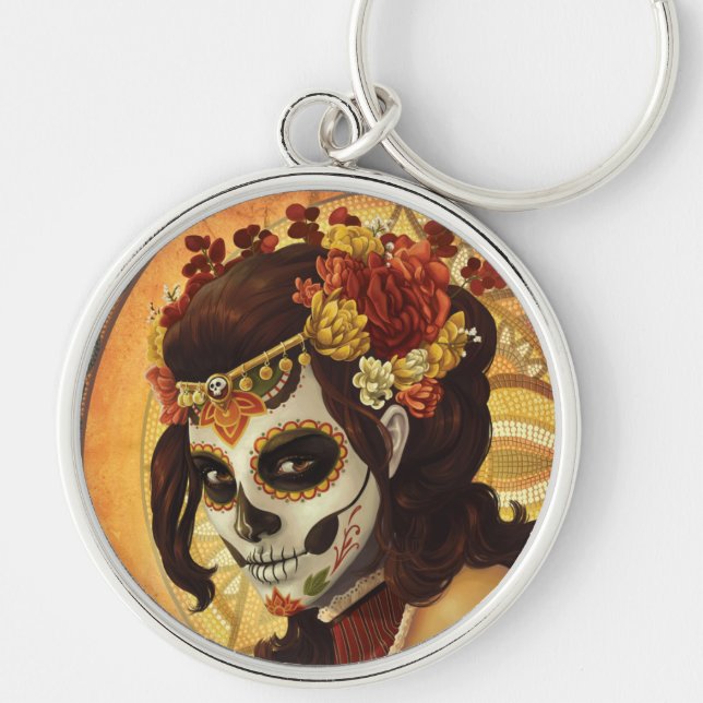 Dia De Los Muertos Throw Pillow Key Ring (Front)