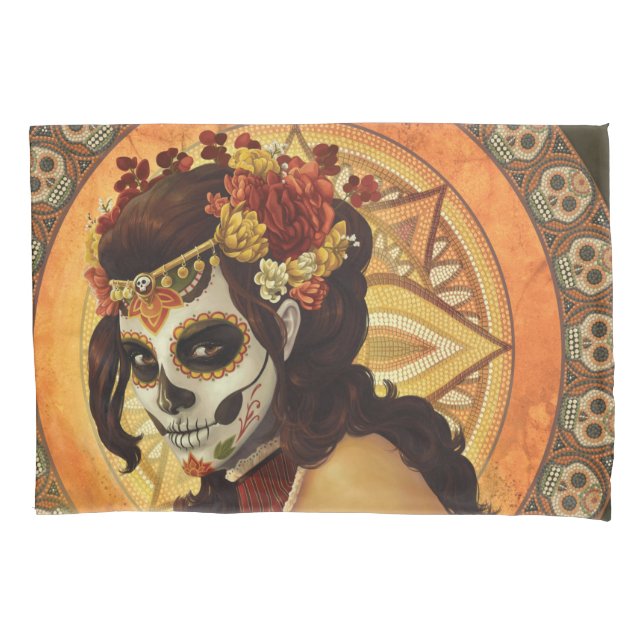 Dia De Los Muertos Throw Pillow Pillowcase (Front)