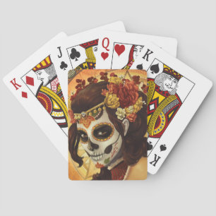 Dia De Los Muertos Throw Pillow Playing Cards