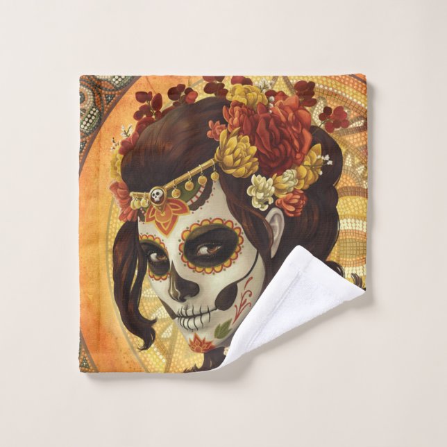 Dia De Los Muertos Throw Pillow Wash Cloth (Wash Cloth)