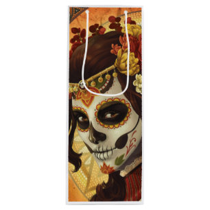 Dia De Los Muertos Throw Pillow Wine Gift Bag