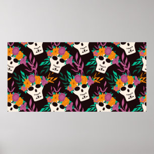 Dia de Los Muertos,traditional Mexican Halloween f Poster
