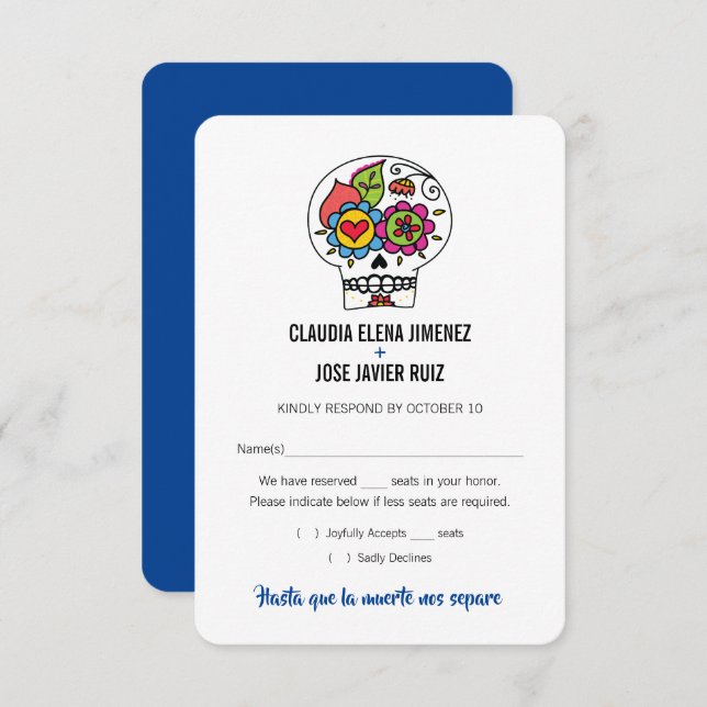 Dia de los Muertos Wedding RSVP Card (Front/Back)