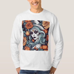 Dia de los Muertos Witch & Floral Beauty T-Shirt