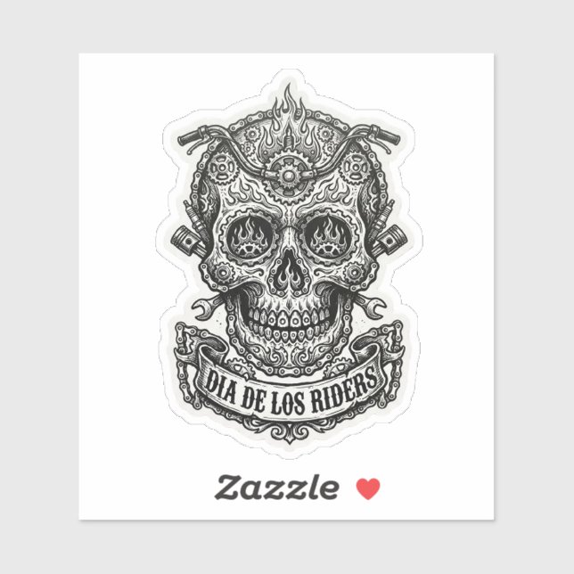 Dia De Los Riders Mechanical Biker Skull (Sheet)