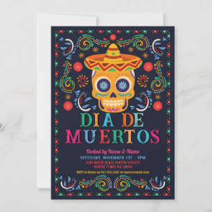 Dia De Muertos Birthday Party Fiesta Mexican Skull Invitation