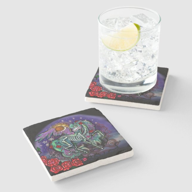 Día de Muertos Horse Stone Coaster (Side)