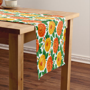 Dia de Muertos, Marigold Fiesta Square  Short Table Runner