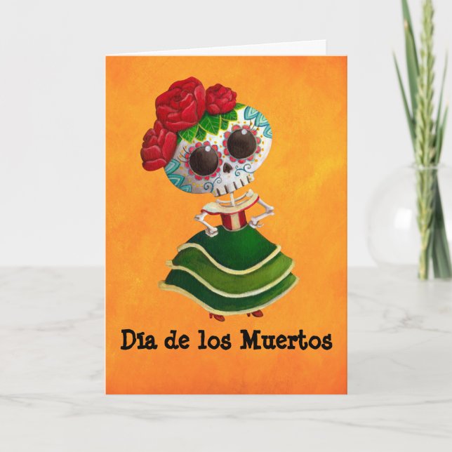 Dia de Muertos Mexican Miss Death Card (Front)