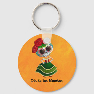 Dia de Muertos Mexican Miss Death Key Ring